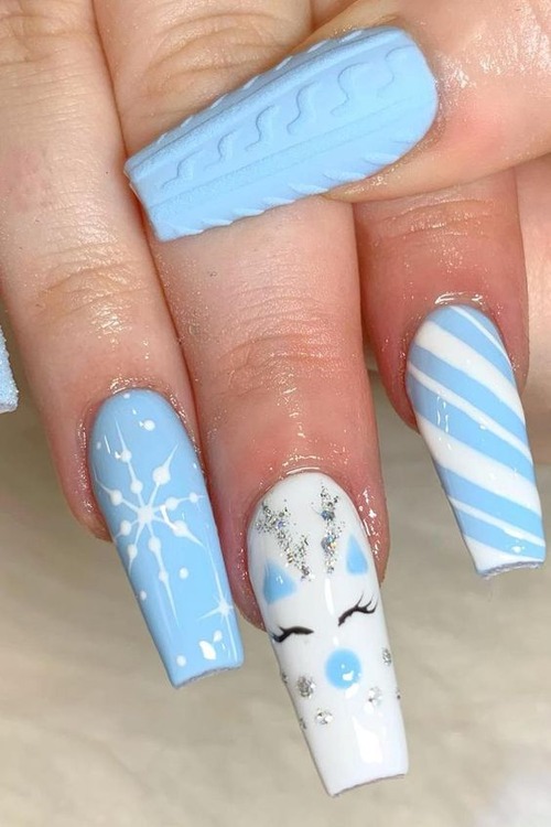 blue winter wonderland nails - light blue winter wonderland nails