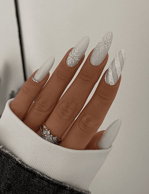white winter wonderland nails - christmas nails