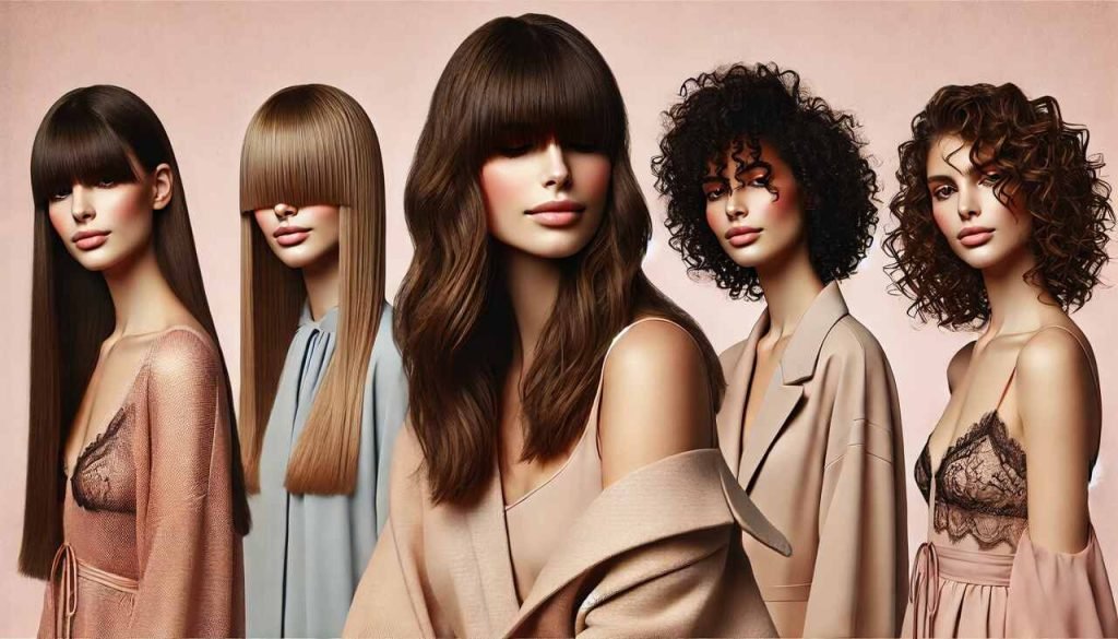 Curtain Bangs Styling Tips That Actually Work for All Hair Types Woman with curtain bangs styled for various hair types.