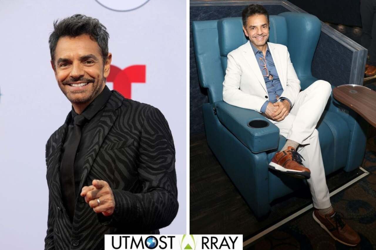 Eugenio Derbez on the red carpet and relaxing in a theater seat.