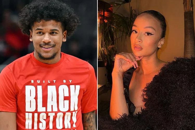 Jalen Green in a red shirt and Draya Michele posing indoors in black attire.