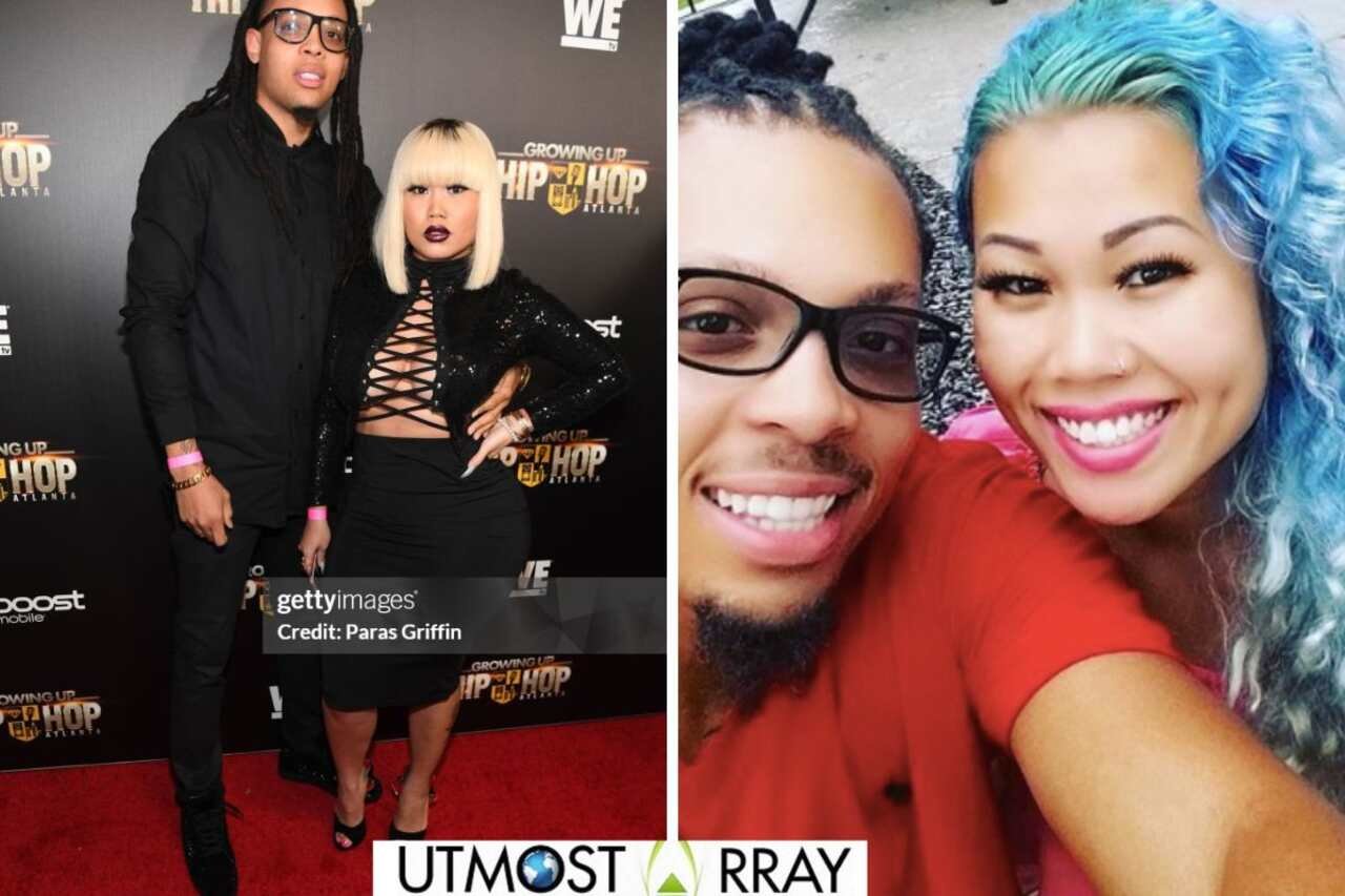 Lovely Mimi poses with her ex-husband in a red carpet event photo on the left, and smiles with him in a casual selfie on the right