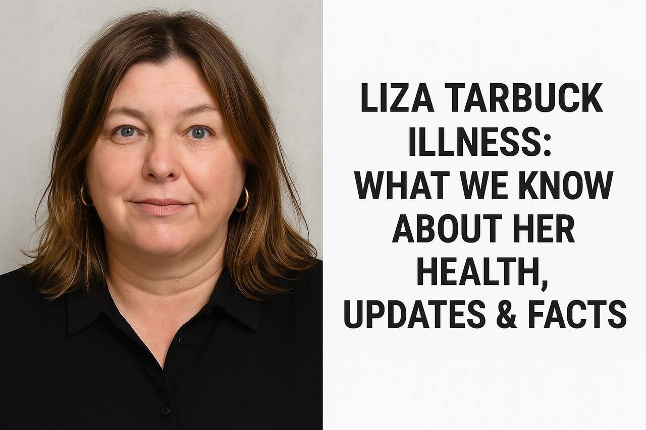Liza Tarbuck portrait with health update article title.