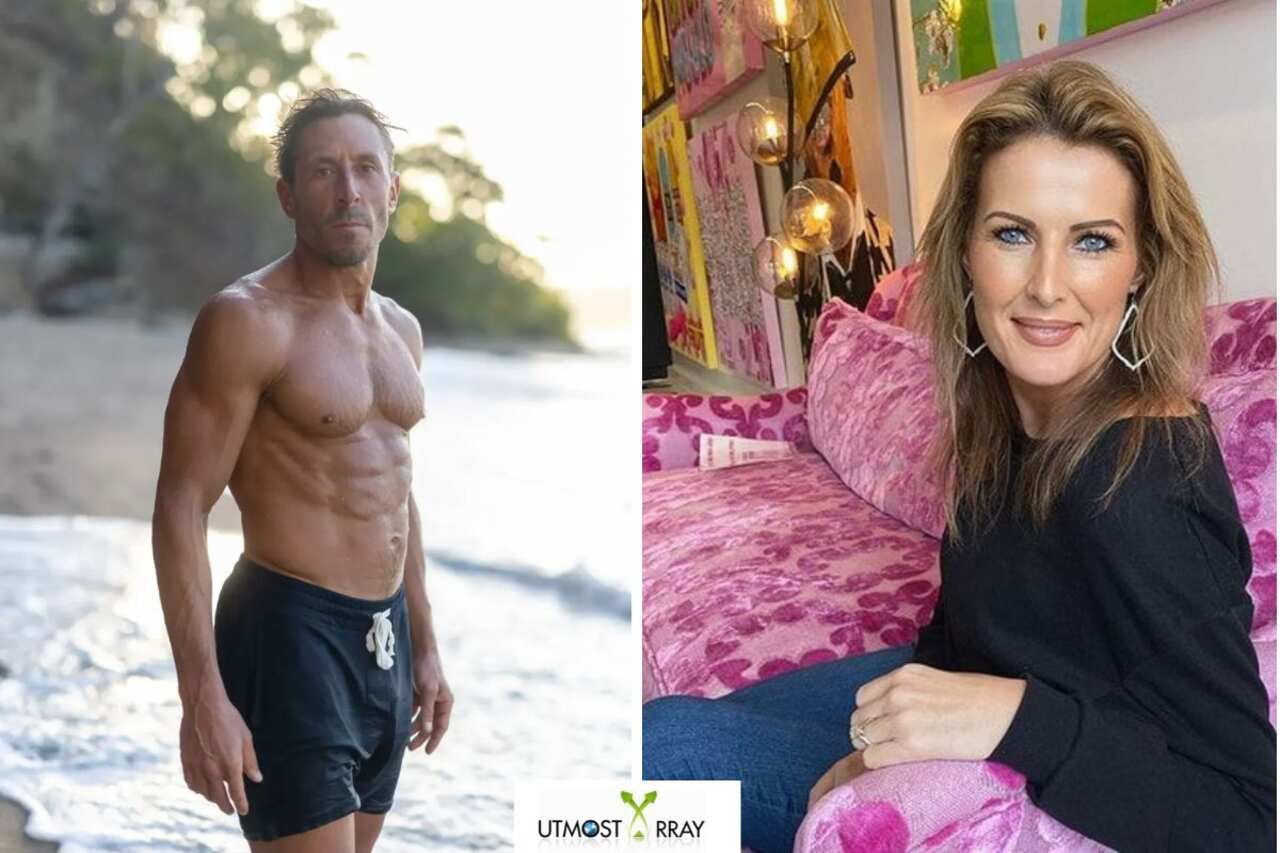 Paul Saladino at the beach and Sheri Nicole on a pink couch
