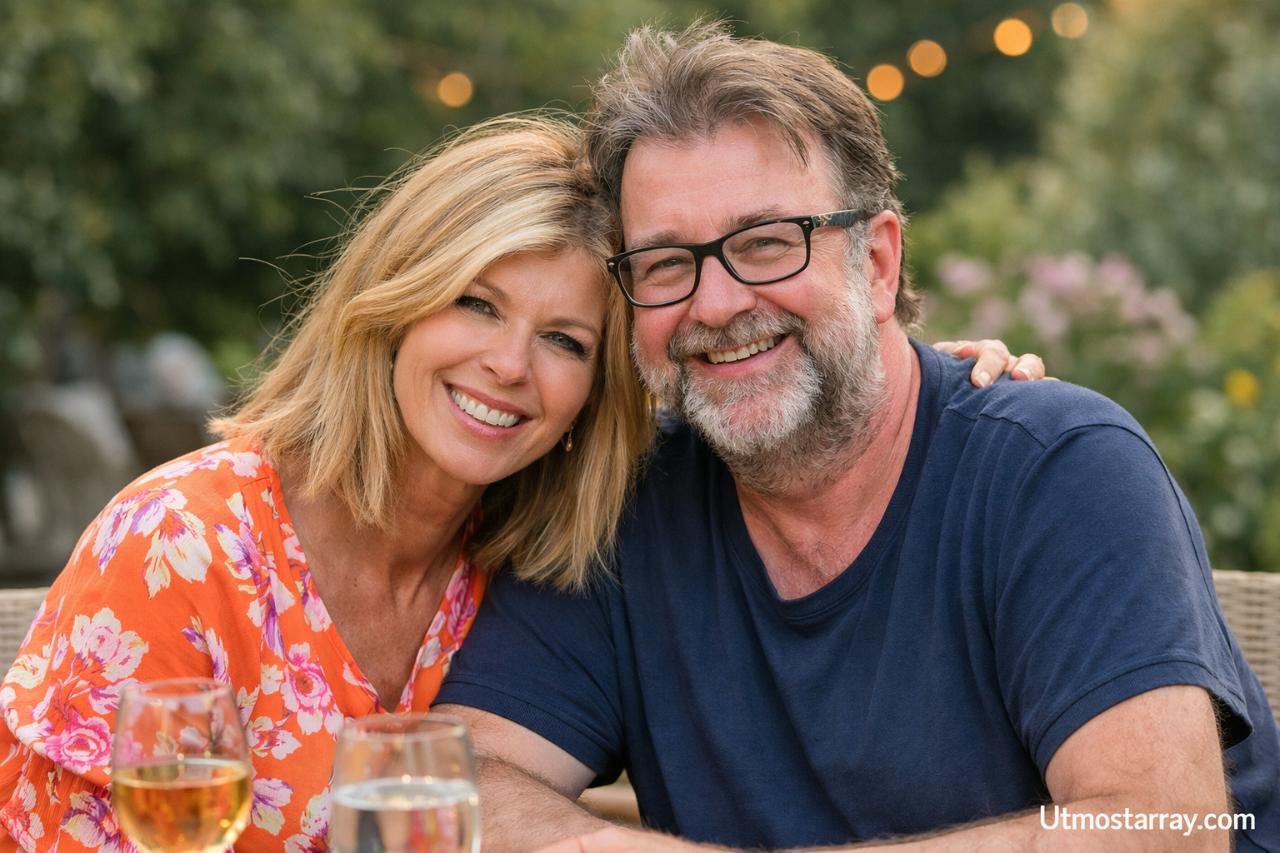 Kate Garraway smiling with a man outdoors