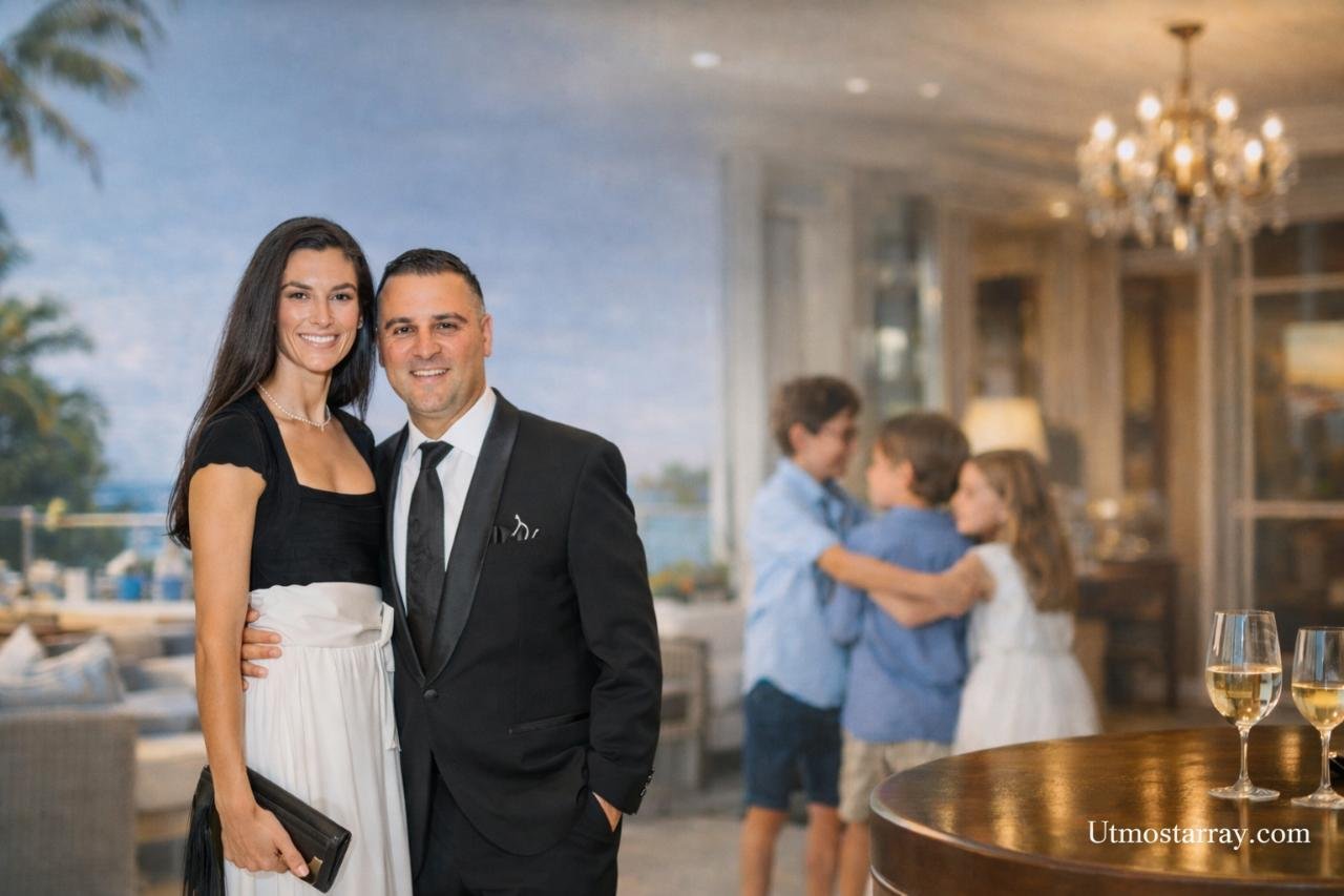 Misha Ezratti and his wife at a formal event