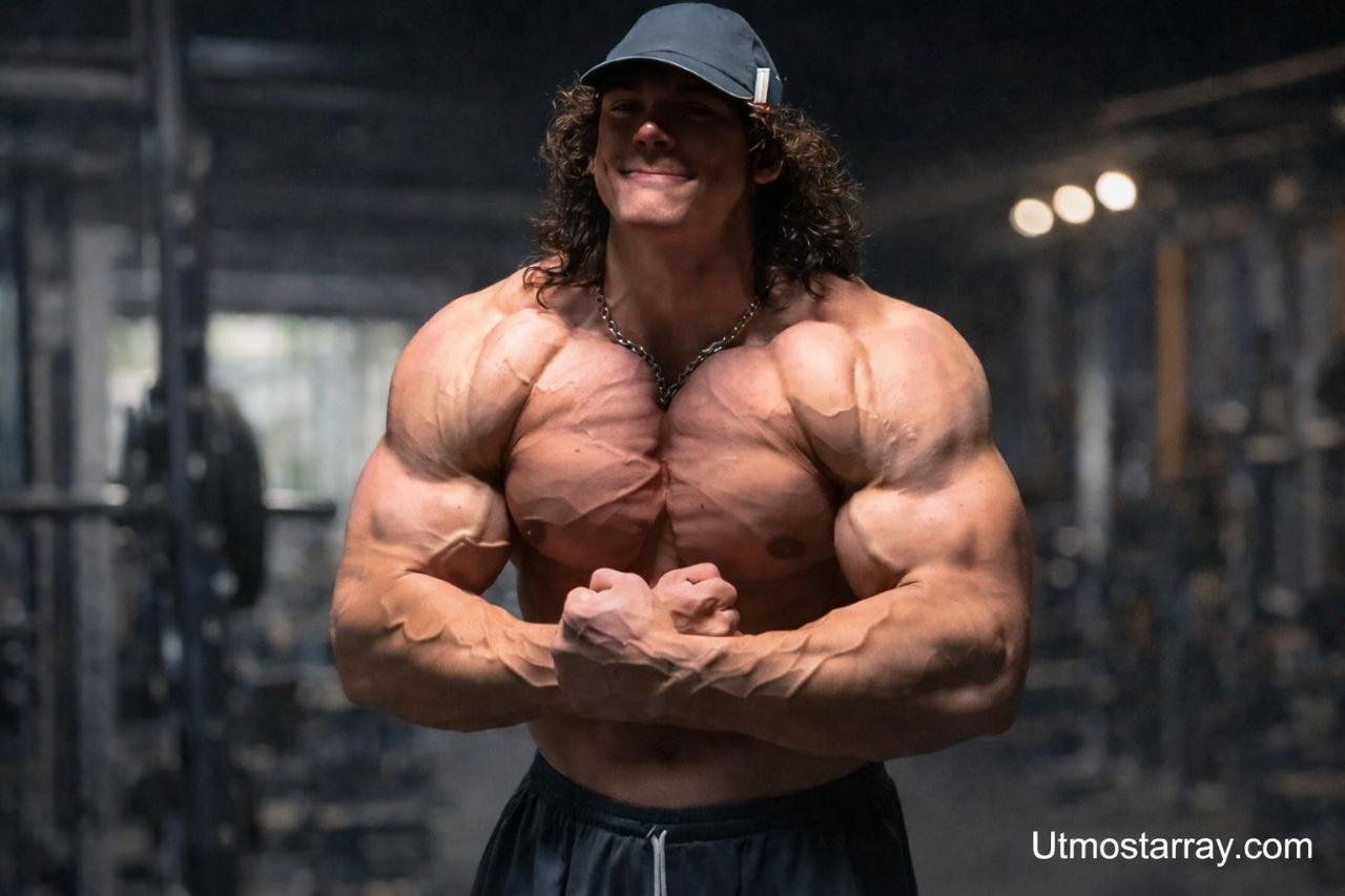 Sam Sulek flexing in gym