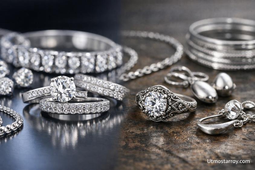 White gold and silver jewelry comparison