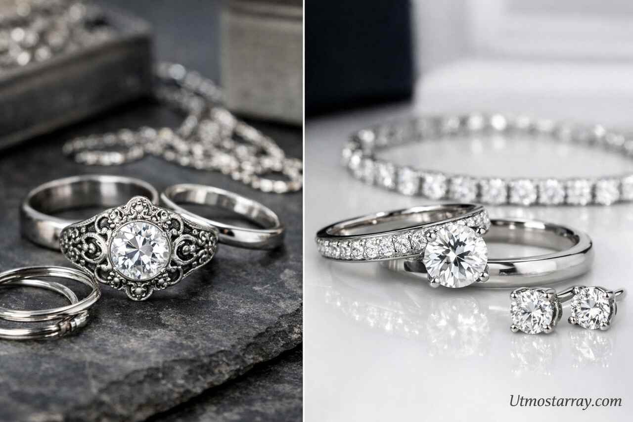 Sterling silver vs 14K white gold jewelry comparison