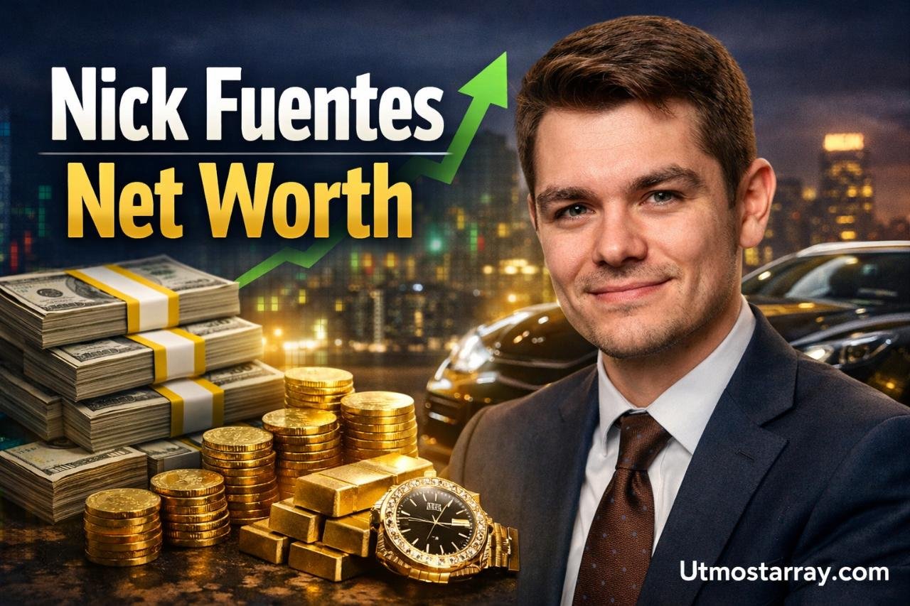 Nick Fuentes net worth concept with money and luxury items