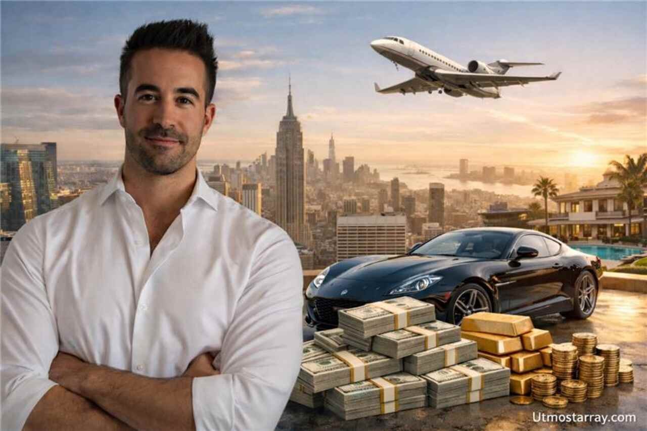 Nicholas Crown net worth luxury lifestyle representation with cash, car, and private jet