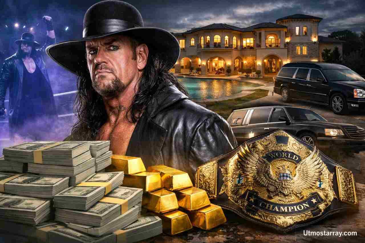 The Undertaker net worth visual with wealth symbols and wrestling legacy