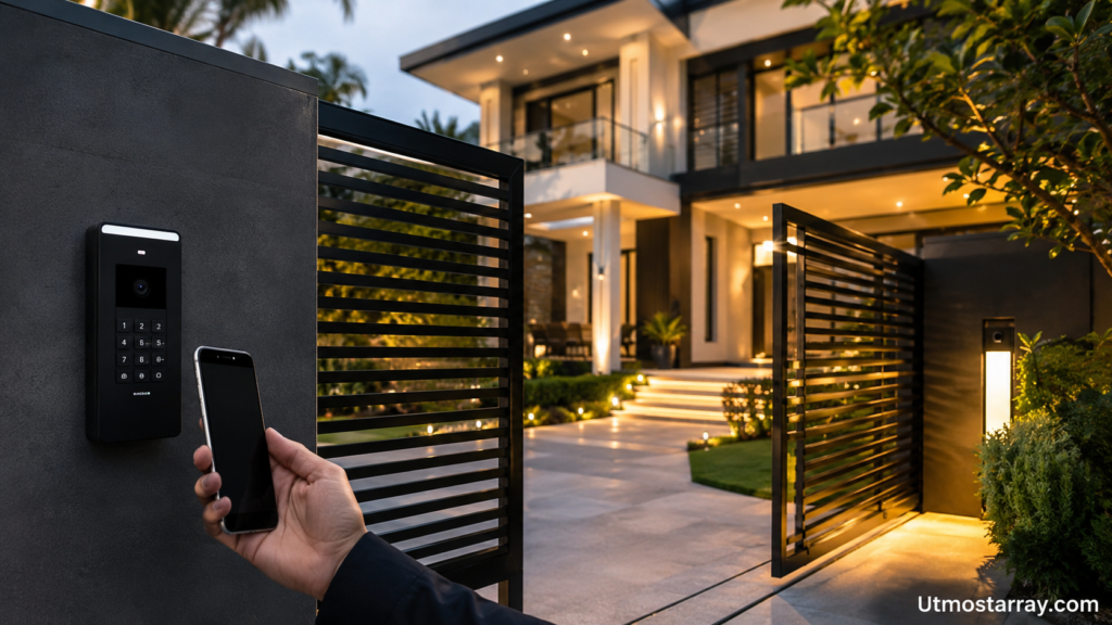 Upgrading Home Access with Modern Gate Technology Modern smart home entrance with automated gate access system