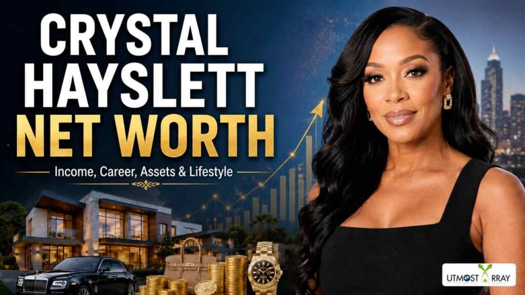 Crystal Hayslett net worth in 2026 with salary, career, income, and wealth illustration