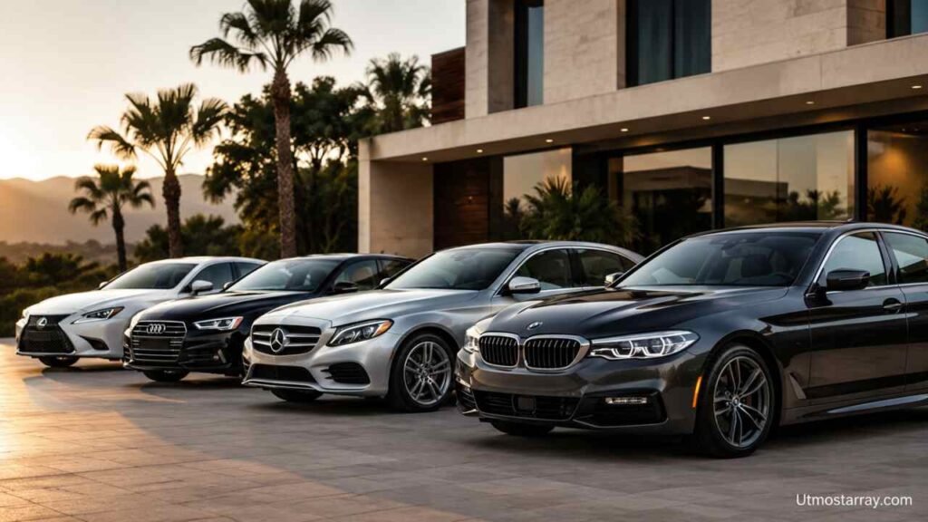 Cheap Luxury Cars: The Complete Guide to Affordable Premium Vehicles Cheap luxury cars parked in front of a modern luxury home