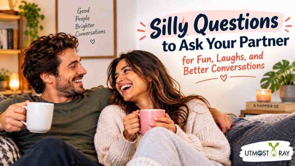 150+ Silly Questions to Ask Your Partner for Fun, Laughs, and Better Conversations Couple laughing while asking silly questions for fun conversations