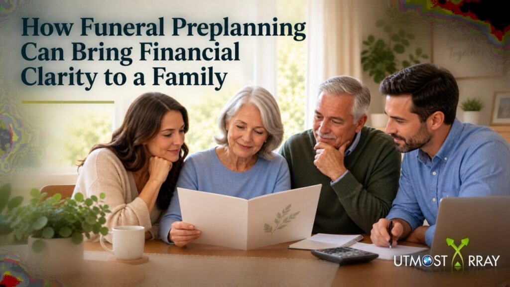 How Funeral Preplanning Can Bring Financial Clarity to a Family Family reviewing funeral preplanning documents and financial arrangements together at home.