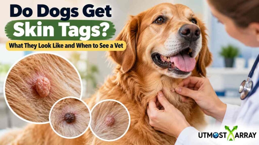Do Dogs Get Skin Tags? What They Look Like and When to See a Vet Dog skin tags on a golden retriever examined by a veterinarian