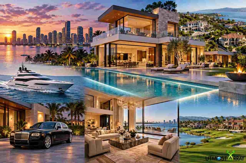 Luxury Living US: A Complete Guide to Upscale Homes, Lifestyle, and Exclusive Communities Luxury Living US featuring upscale waterfront homes, modern mansions, infinity pools, and exclusive communities.