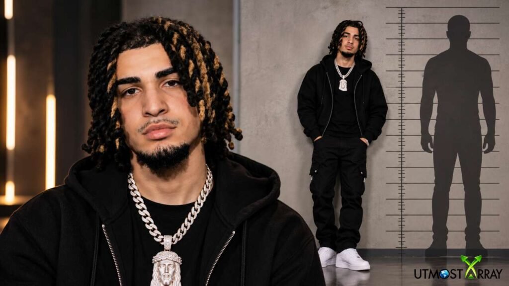 Punchmade Dev Height: How Tall Is the American Rapper? Alt Text: Punchmade Dev height comparison featuring the American rapper in a black hoodie.